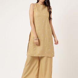 aayusika Women Solid Embroidered Kurta with Trousers-56