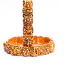 Luxury Gold Plated Goddess Laxmi Design Pure Brass Bangles 2395-1729 Stylish Traditional Bangle-image-48