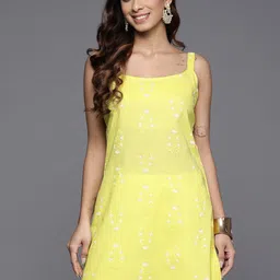Ahalyaa Floral Printed Shoulder Straps Cotton Straight Kurta-picture-27