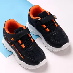 Cute Walk by Babyhug Lace Tie Up Sneakers - Dark Blue Orange-picture-31