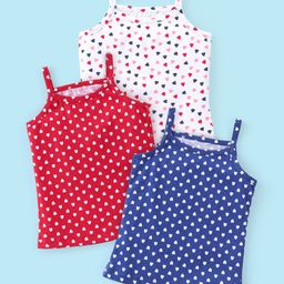 Babyhug 100% Cotton Sleeveless Slips Pack Of 3 - Red White & Blue-image-94
