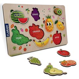 Clapjoy Wooden Learning Educational Board for Kids Fruits - Multicolour-28