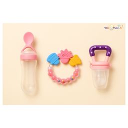 NeonateCare Combo of Fruit And Food Nibbler Spoon Feeder and Rattle Teether - ( Fruit feeder -  Spoon feeder -  Ring Teether) -Pack of 3- Multicolor ( color and design may vary)-15
