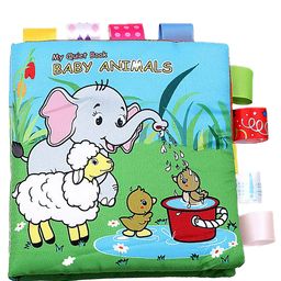 Baby Moo Baby Animals With Squeaker, Rattle And Rustle Paper Sound Cloth Book - Blue-3