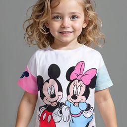 Babyhug Disney Cotton Knit Oversized Drop Shoulder Half Sleeves Tee with Mickey & Minnie Mouse Graphics - White-image-92