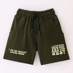 Smarty Boys Shorts Premium Lycra Loop Knit Knee Length Shorts Text Print - Green-image-28