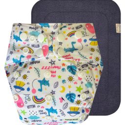 Dumbledo Premium WhiteShape Free Size Leak proof Washable Unisex Reusable Cloth Diaper With 6-layer Black Insert Pack of 1 - White-17