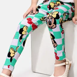 Babyhug Disney Cotton Knit Full Length Leggings with Minnie Mouse Print - Multicolour-picture-47