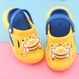 Oh! Pair Slip On Clogs With Back Strap Closure & Bee Applique - Yellow-picture-4