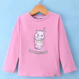 Teddy Sinker Knit Full Sleeves T-Shirt with Text & Kitty Print - Pink-picture-14