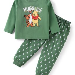 Babyhug Disney Single Jersey Knit Full Sleeves Night Suit with Winnie & Friends Graphic - Green-picture-46