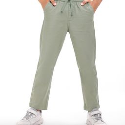 Pine Kids Cotton Woven Full Length Solid Colour Trouser - Olive Green-picture-5