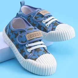 Pine Kids Velcro Closure Casual Shoes With Star Print - Blue-image-43
