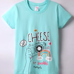 Tango Single Jersey Knit Half Sleeves T-Shirt with Text Print - Aqua Blue-image-74