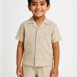 Pum Pum Boys Lapel Collar Cotton Shirt-image-59
