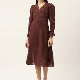 Moda Rapido Bishop Sleeve Georgette Fit & Flare Midi Dress-image-18