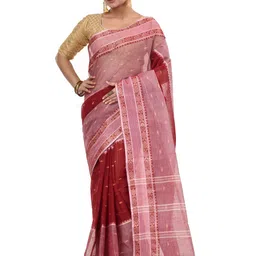 DipDiya Woven Design Zari Pure Cotton Taant Saree-picture-28