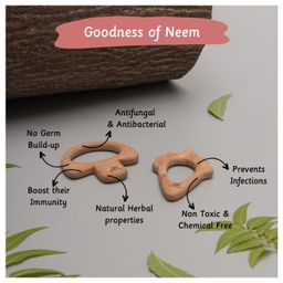 Ariro Organic Non Toxic Mushroom & Icecream Cone Neem Wood Teethers Pack of 2 - Brown image 4