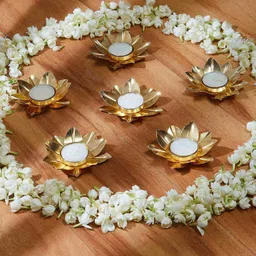 Mason Home Gold-Toned & White 4 Pieces Textured Candle Holders-image-63