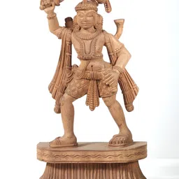 Exotic India Brown Madurai Veeran Wooden Religious Idol Showpiece-image-76