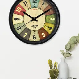 RANDOM Multicoloured Round Printed Analogue Wall Clock image 1