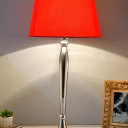 Homesake Silver Royal Ovoid Chrome Lamp with Red Shade (Bulb Included) - Set of 1-22