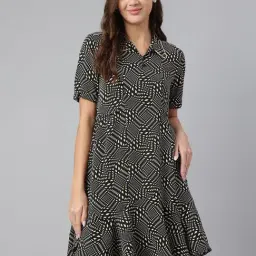 Latin Quarters Black Print A Line Dress-image-72