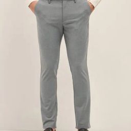 The Bear House Grey Polyester Slim Fit Solid Formal Trousers-image-45
