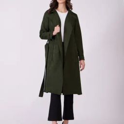 Fablestreet Olive Regular Fit Overcoat-image-47
