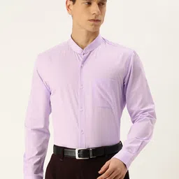 Peter England Slim Fit Band Collar Full Sleeves Formal Shirt-image-90