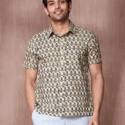 Fabindia Beige Cotton Straight Fit Printed Shirt-picture-13