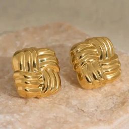 OOMPH Gold Knotted Large Stud Earrings-image-0