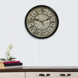 eCraftIndia Designer Round Analog Black Wall Clock-image-4