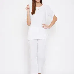 The Kaftan Company White Cotton Pyjama Sets-picture-26