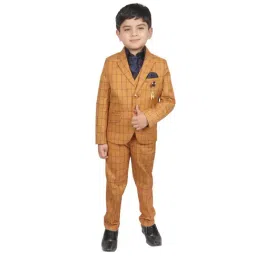 SG Yuvraj Kids Yellow Checks Shirt, Coat, Jacket with Pants-image-12