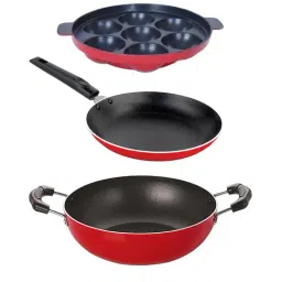 Nirlon Red Aluminium Non-Stick Cookware Combo - Set of 3-12