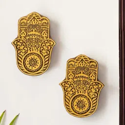 ExclusiveLane 'Palm Pair' Hand Carved Block Wall Decor In Sheesham Wood (Set of 2)-19
