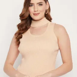 MADAME Beige Slim Fit Top-24