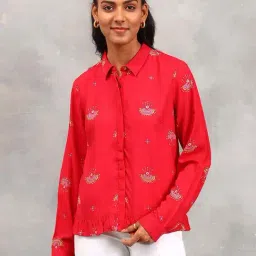 Fabindia Red Printed Shirt-image-41