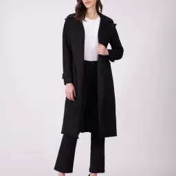Fablestreet Black Regular Fit Overcoat-image-24
