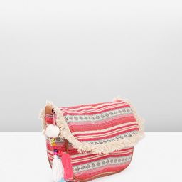 Anouk Striped Structured Sling Bag with Fringed image 3