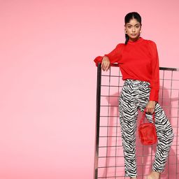 plusS Red Cuff Sleeves Top-34