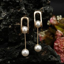 Stoln Gold Plated Pearls Beads Beaded Contemporary Drop Earrings-0