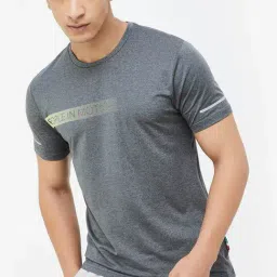 Kappa Black Regular Fit Self Pattern Sports T-Shirt-image-58