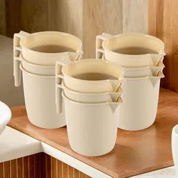 Kuber Industries Beige 9 Pieces Lightweight Mugs 1 L Each-58