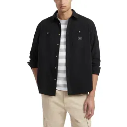 Guess Jeans LS Poplin 176 Black Regular Fit Woven Pocket Shirt-picture-46