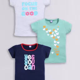 Here&Now X Game Begins Girls Set of 3 Assorted Printed Pure Cotton T-shirts-image-46