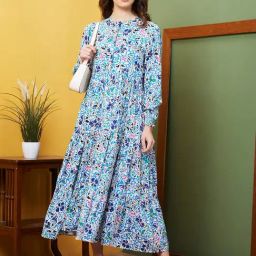 Globus White & Blue Floral Print Maxi Dress-picture-34