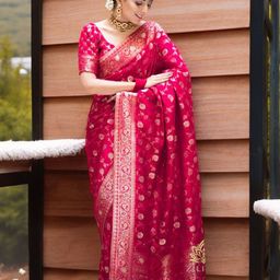 MORLY Woven Design Zari Silk Blend Kanjeevaram Saree-image-12