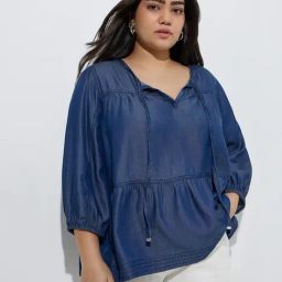 Gia by Westside Dark Blue Denim Peplum Top-picture-47